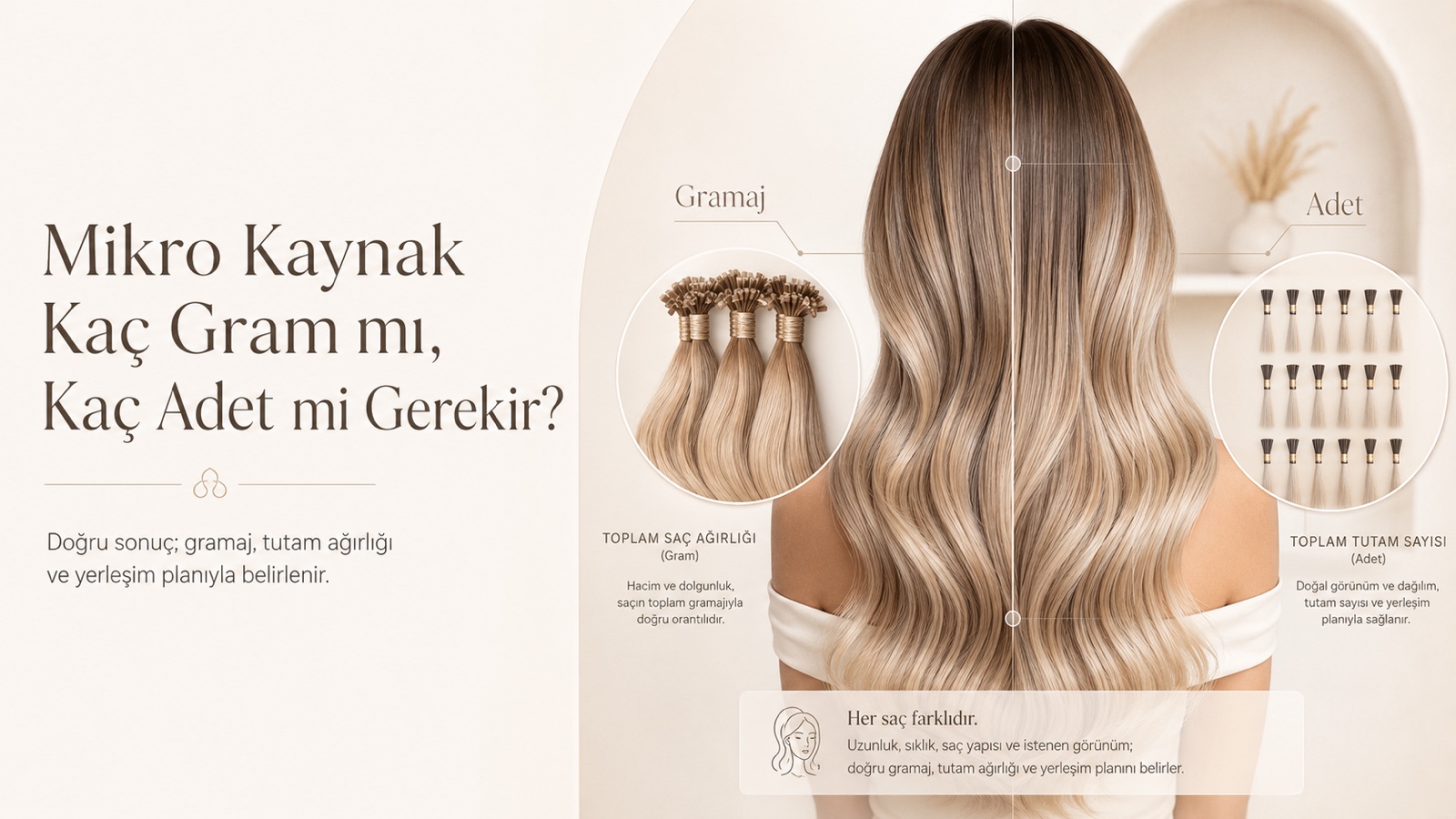 Mikro kaynakta gramaj ve adet farkını anlatan profesyonel saç kaynak rehberi